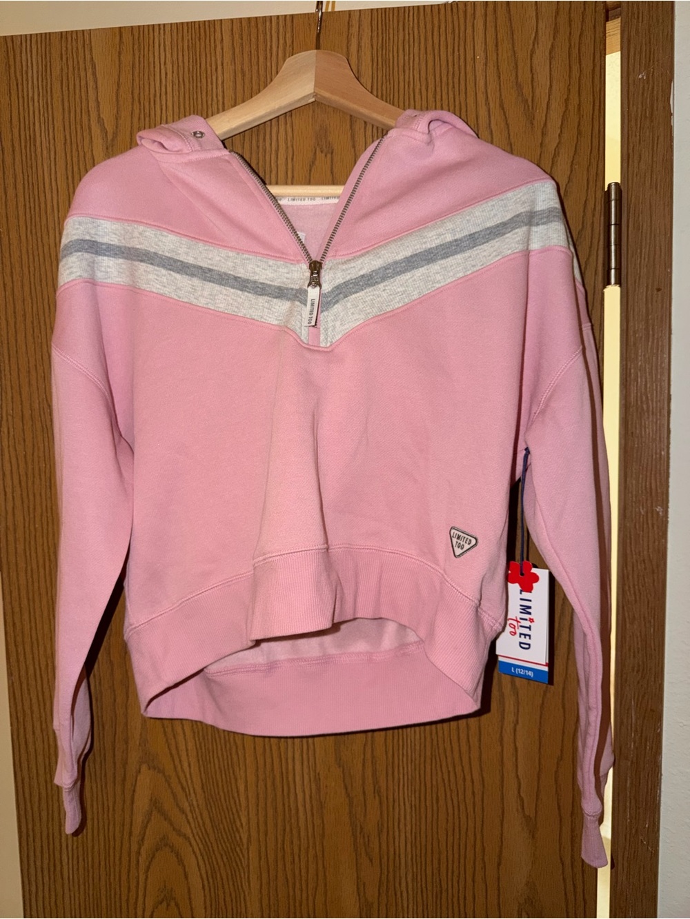 Limited Too Size Large Pink Half-Zip Hooded Pullover Sweater
